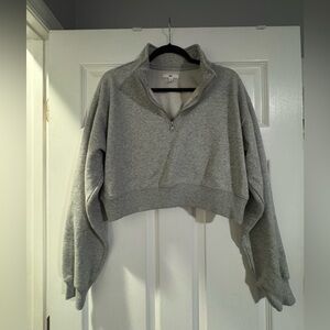 Nordstrom Light Gray Cropped Hoodie